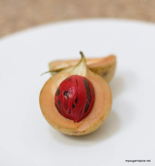 Half the nutmeg and pick out the seed